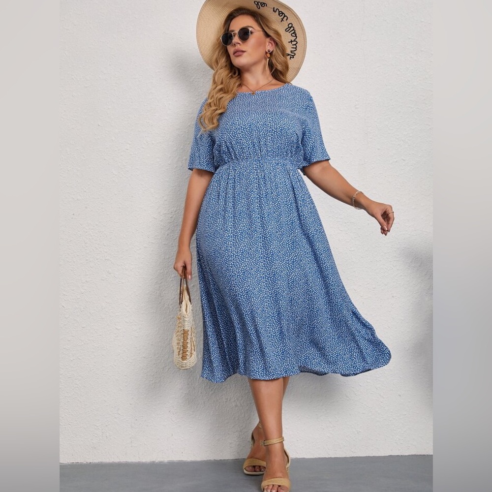 SHEIN CURVE VCAY Plus Print A-Line Dress - Size 4XL